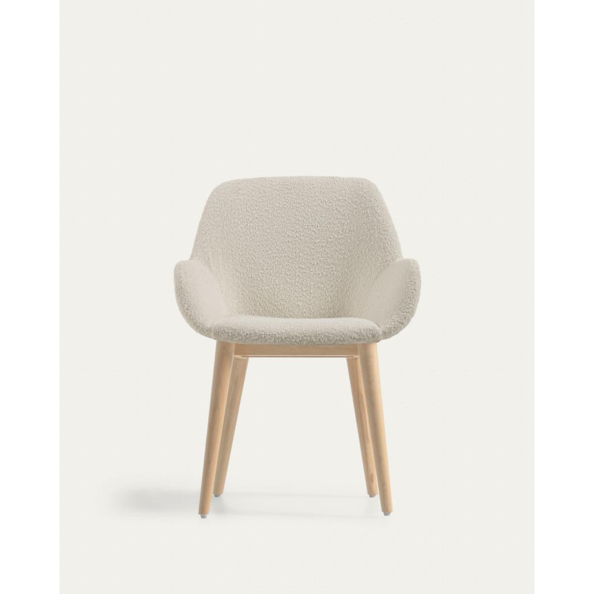 Konna chair in white fleece with solid ash wood legs in a natural finish FR – image 8