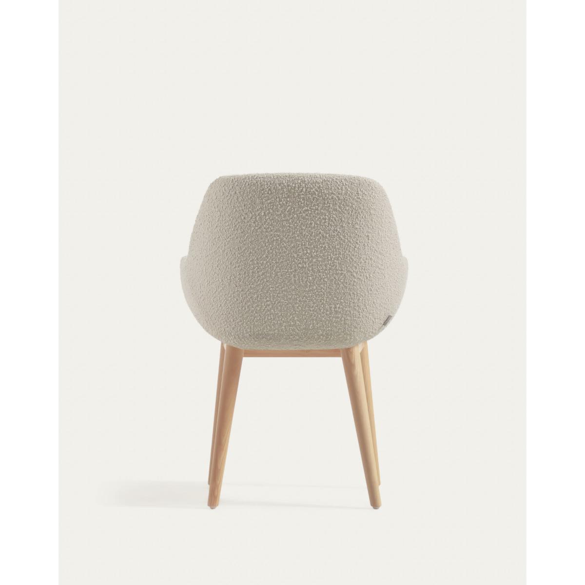 Konna chair in white fleece with solid ash wood legs in a natural finish FR – image 9