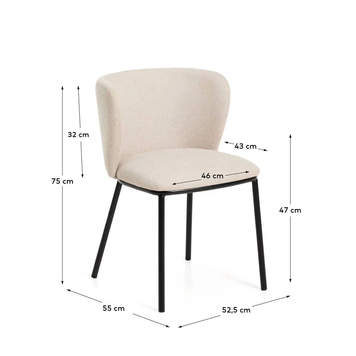 Ciselia flame-retardant chair beige chenille and solid ash wood natural tone finish FSC Mix Credit – image 6