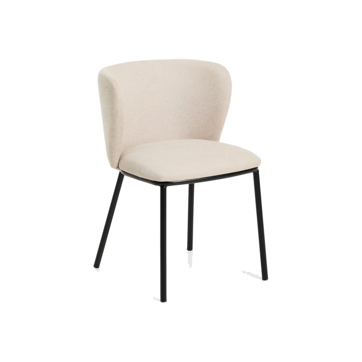 Ciselia flame-retardant chair beige chenille and solid ash wood natural tone finish FSC Mix Credit – image 1