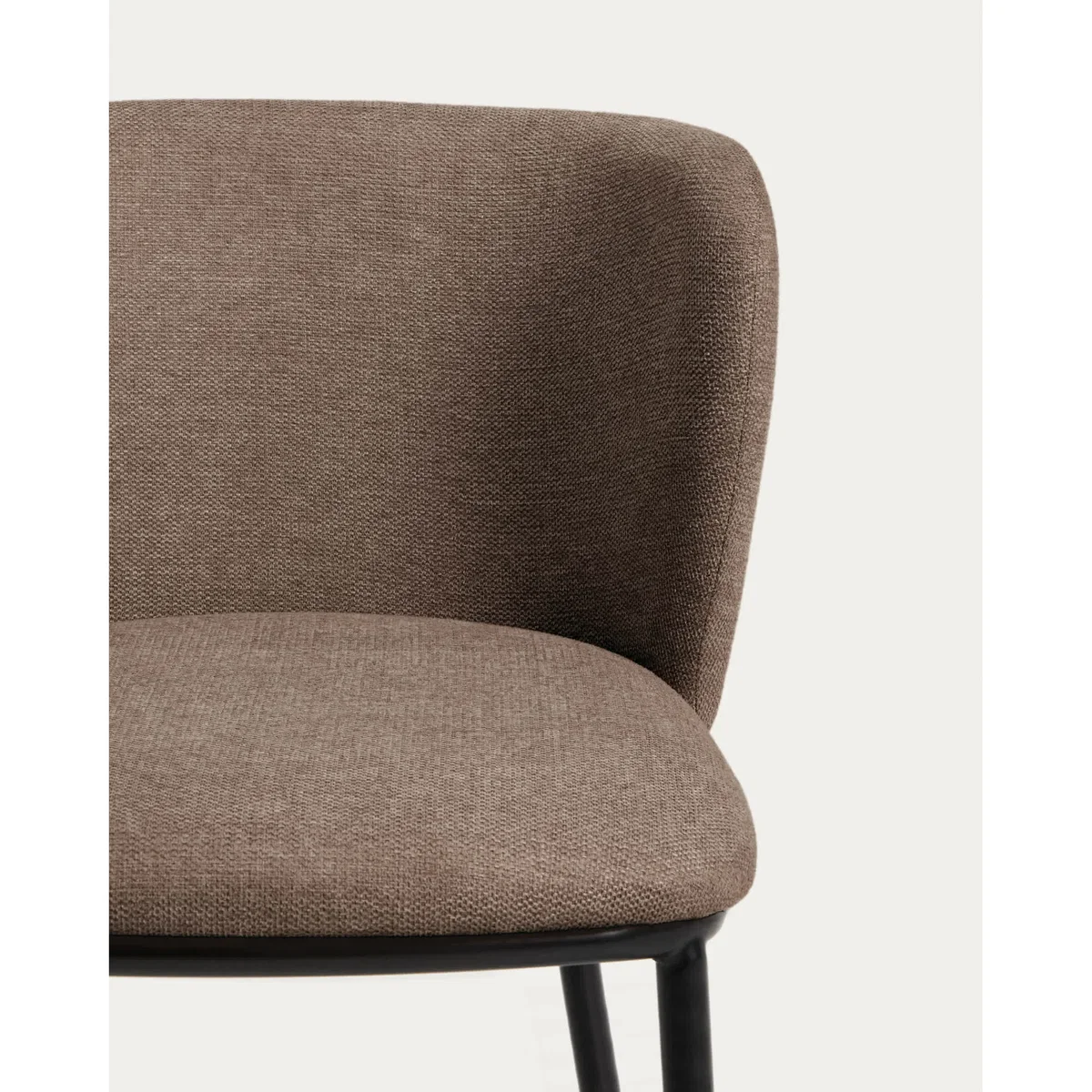 Ciselia flame-retardant chair in light brown chenille and steel legs with black finish FSC Mix Credit – image 2
