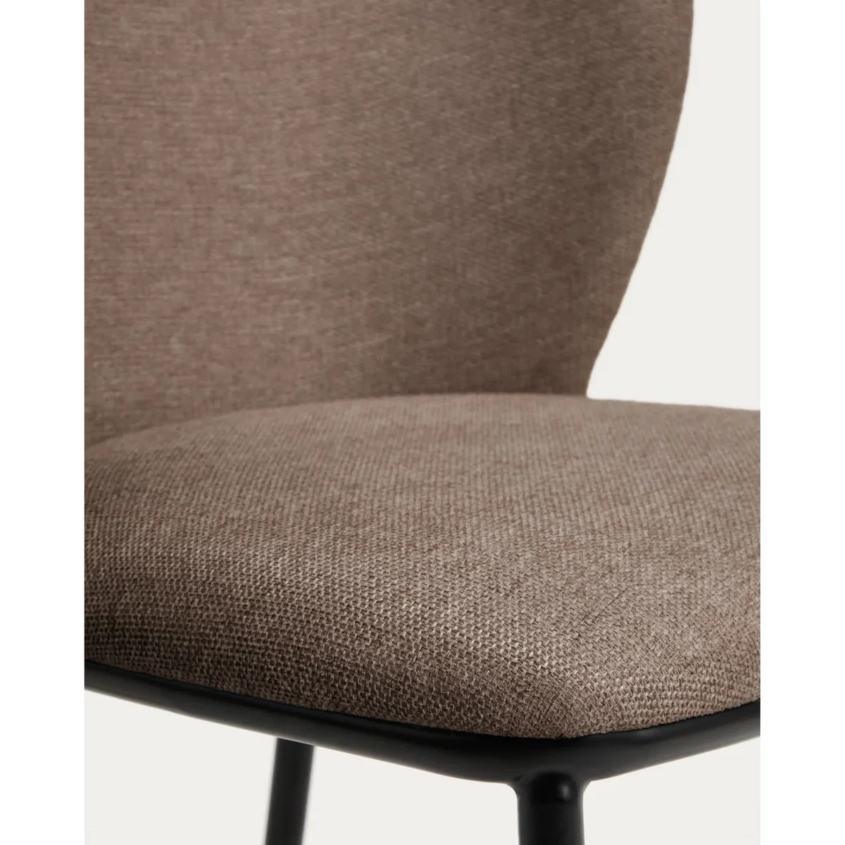 Ciselia flame-retardant chair in light brown chenille and steel legs with black finish FSC Mix Credit – image 3