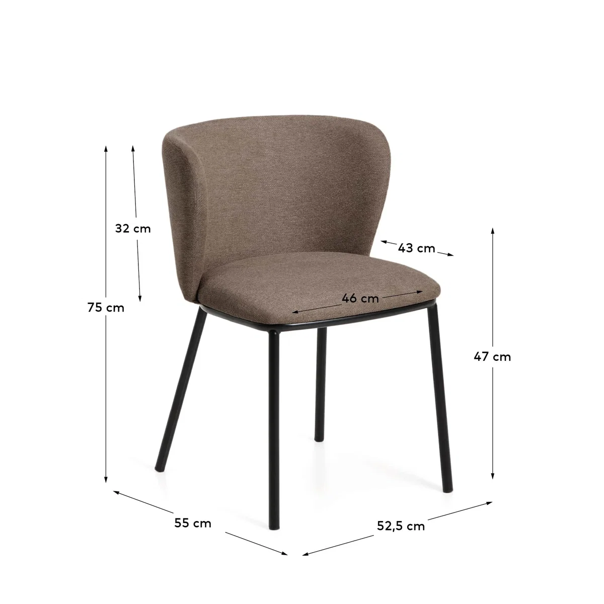 Ciselia flame-retardant chair in light brown chenille and steel legs with black finish FSC Mix Credit – image 6