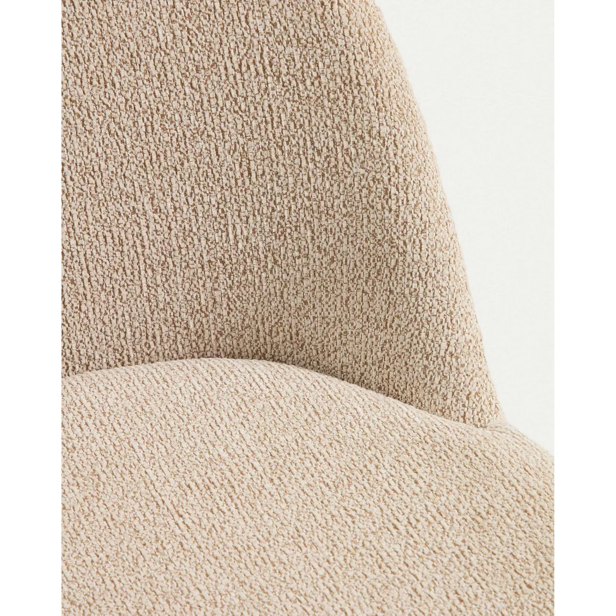 Meila flame-retardant chair in beige chenille with legs in solid ash wood with natural finish – image 3