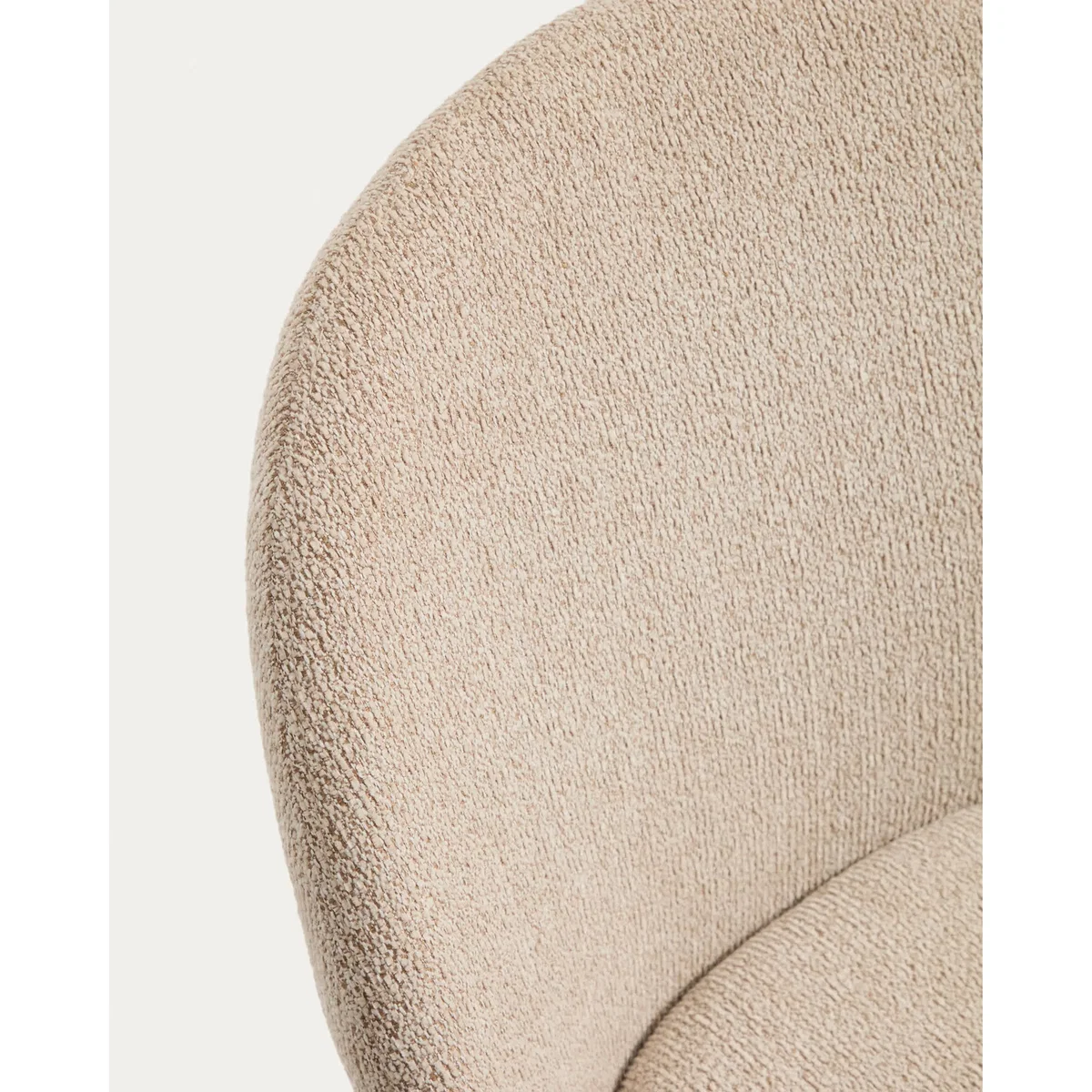Meila flame-retardant chair in beige chenille with legs in solid ash wood with natural finish – image 5
