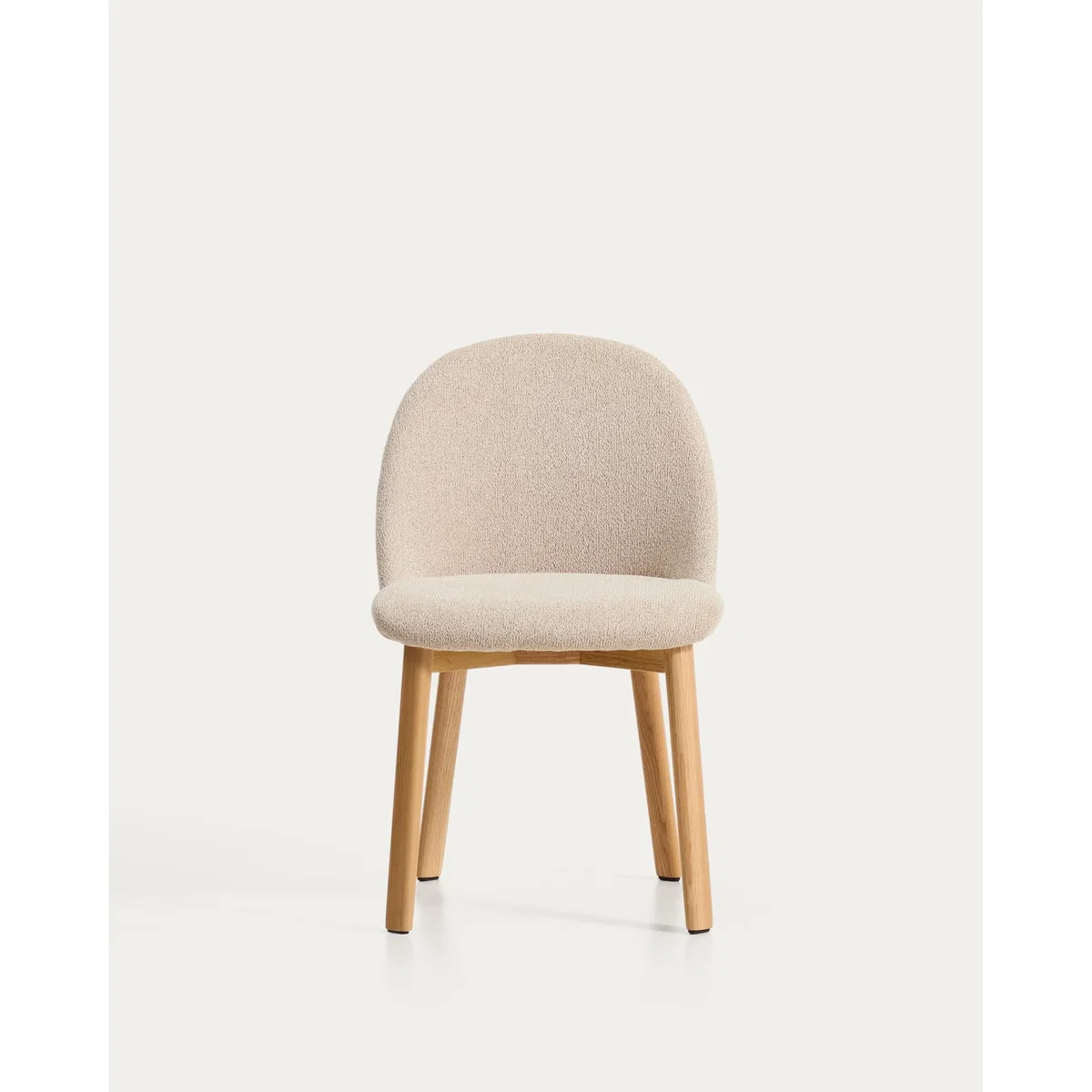 Meila flame-retardant chair in beige chenille with legs in solid ash wood with natural finish – image 8