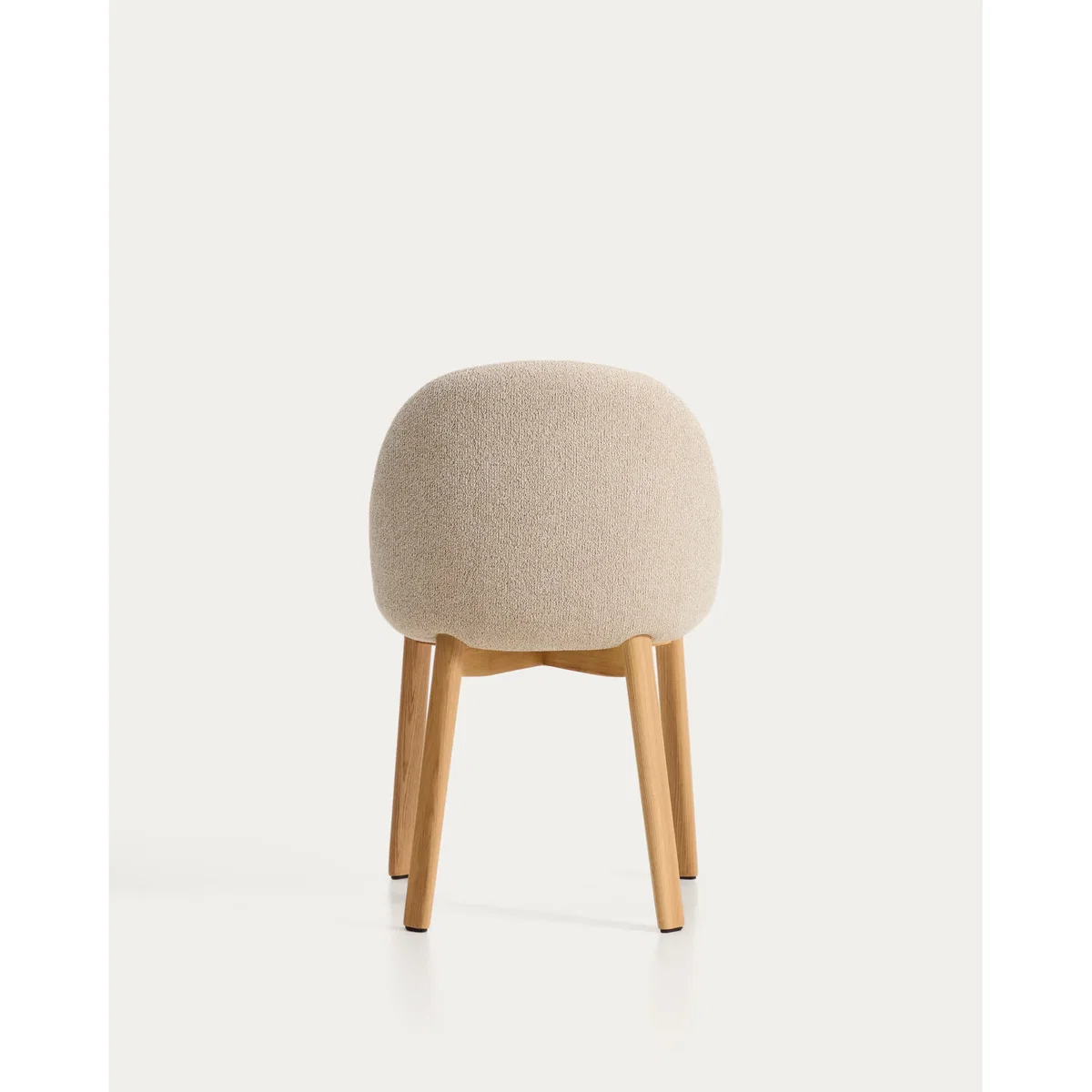Meila flame-retardant chair in beige chenille with legs in solid ash wood with natural finish – image 10