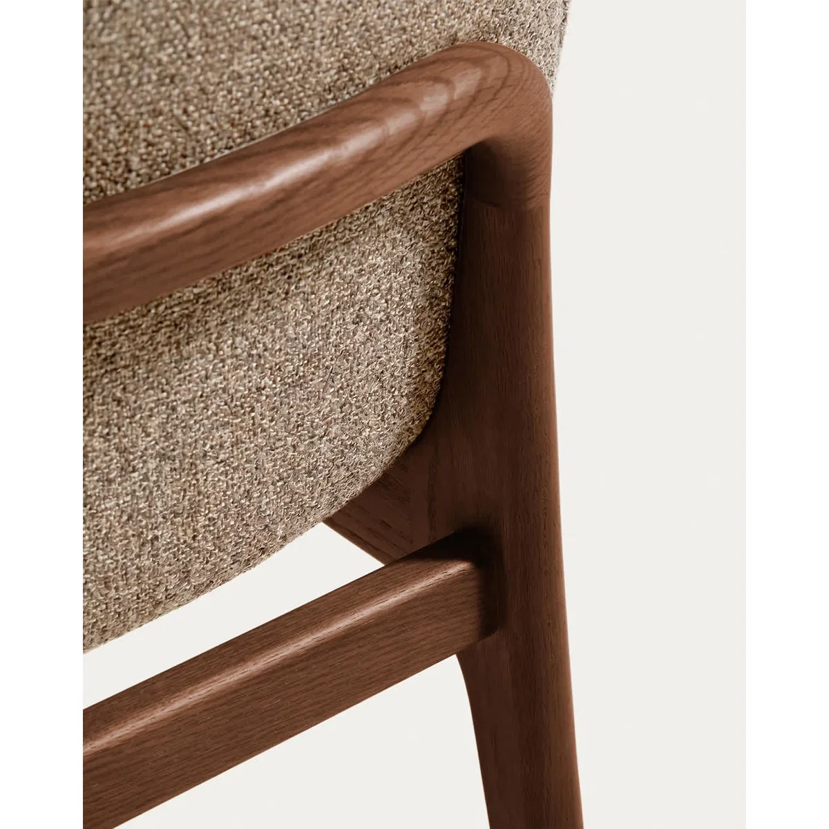 Elnor flame-retardant chair with armrests in brown chenille with solid oak wood legs in a walnut finish – image 4