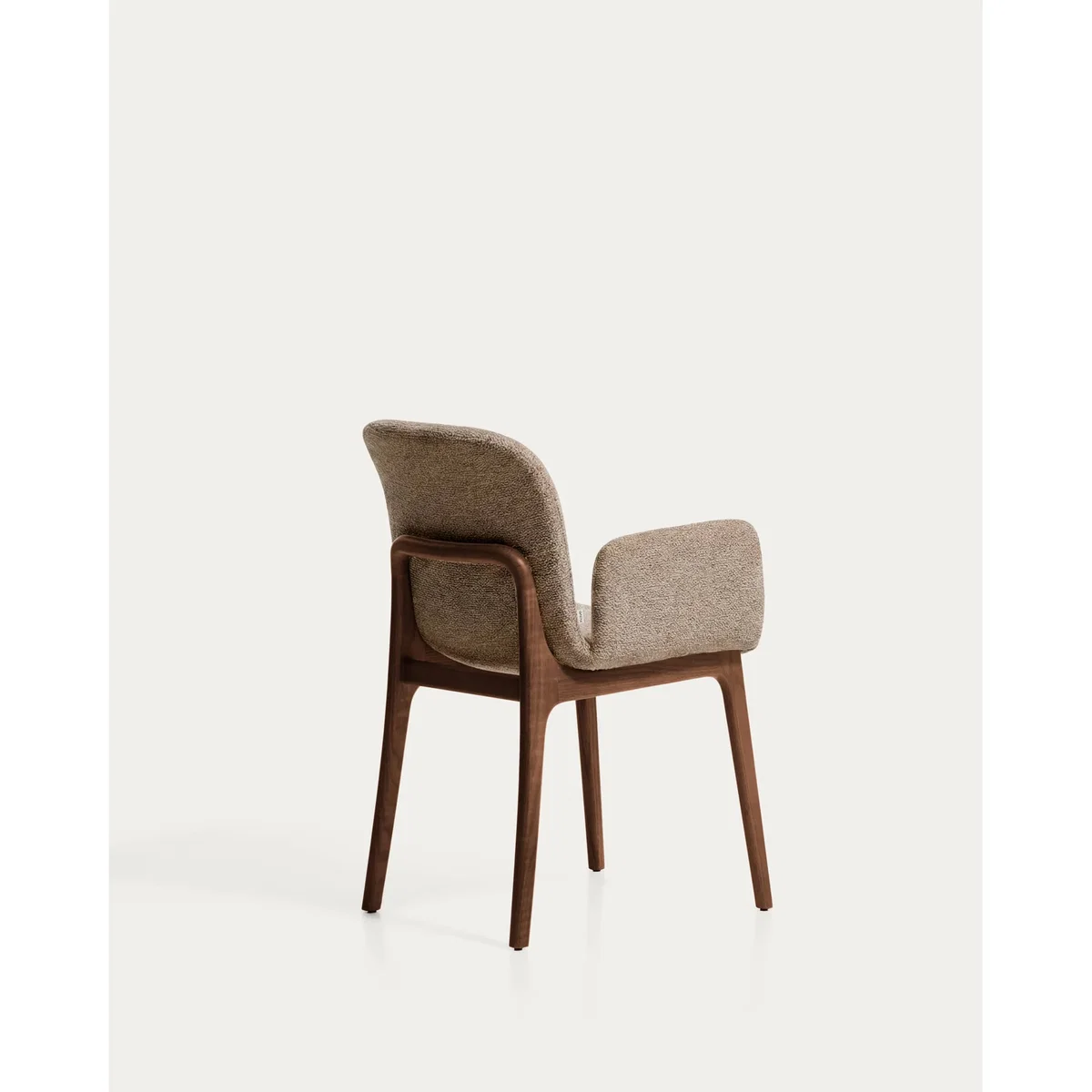 Elnor flame-retardant chair with armrests in brown chenille with solid oak wood legs in a walnut finish – image 5