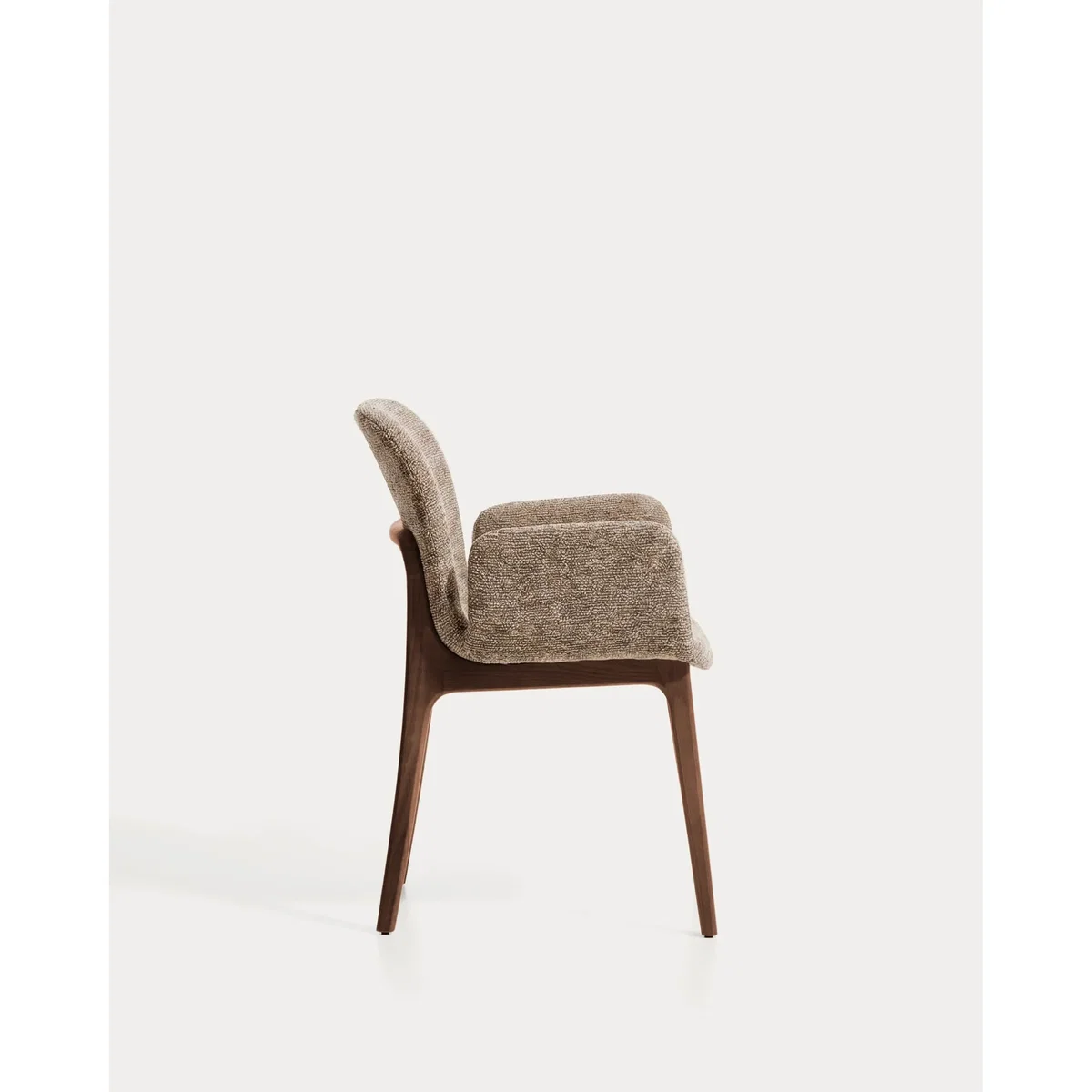 Elnor flame-retardant chair with armrests in brown chenille with solid oak wood legs in a walnut finish – image 8