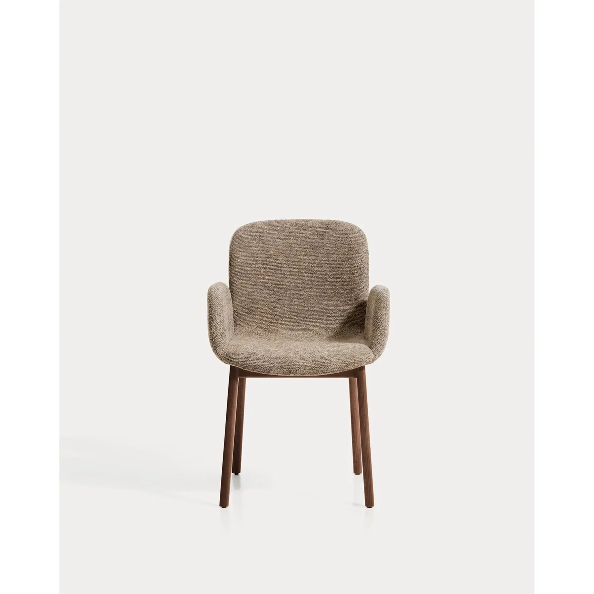 Elnor flame-retardant chair with armrests in brown chenille with solid oak wood legs in a walnut finish – image 9