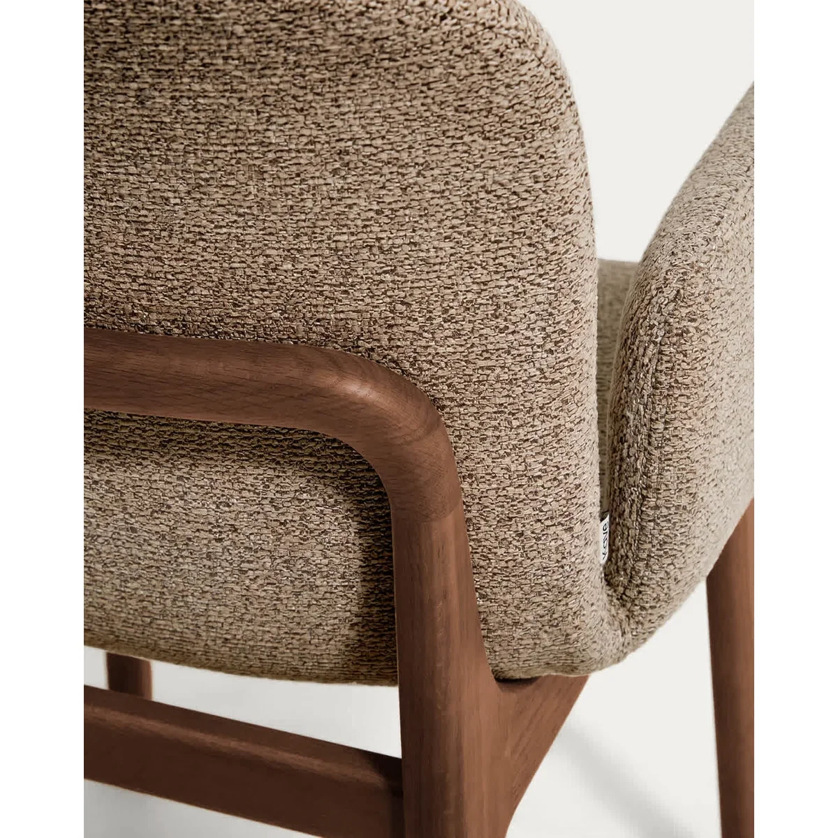 Elnor flame-retardant chair with armrests in brown chenille with solid oak wood legs in a walnut finish – image 10