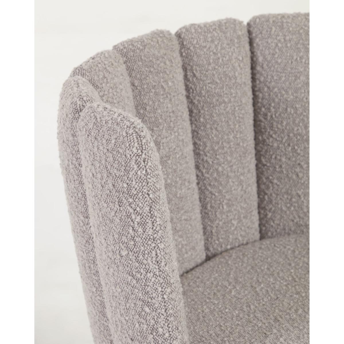 Aniela chair in grey shearling and metal with black finish FR – image 3
