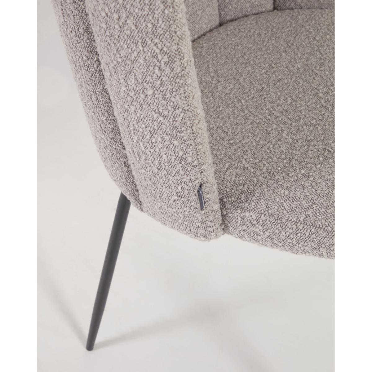 Aniela chair in grey shearling and metal with black finish FR – image 5