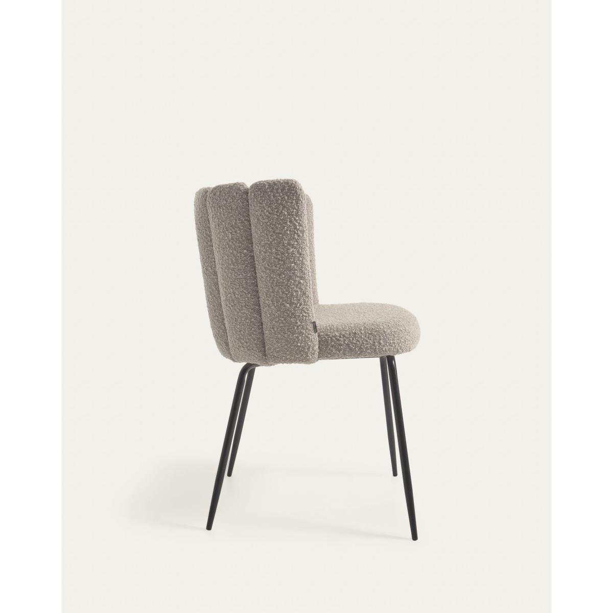 Aniela chair in grey shearling and metal with black finish FR – image 6