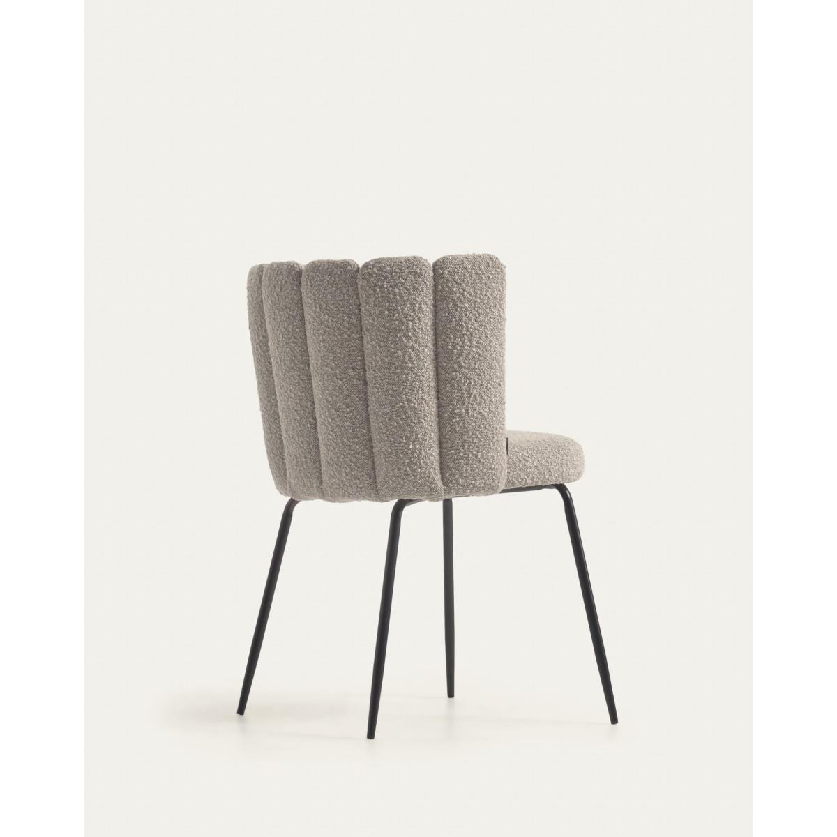 Aniela chair in grey shearling and metal with black finish FR – image 8
