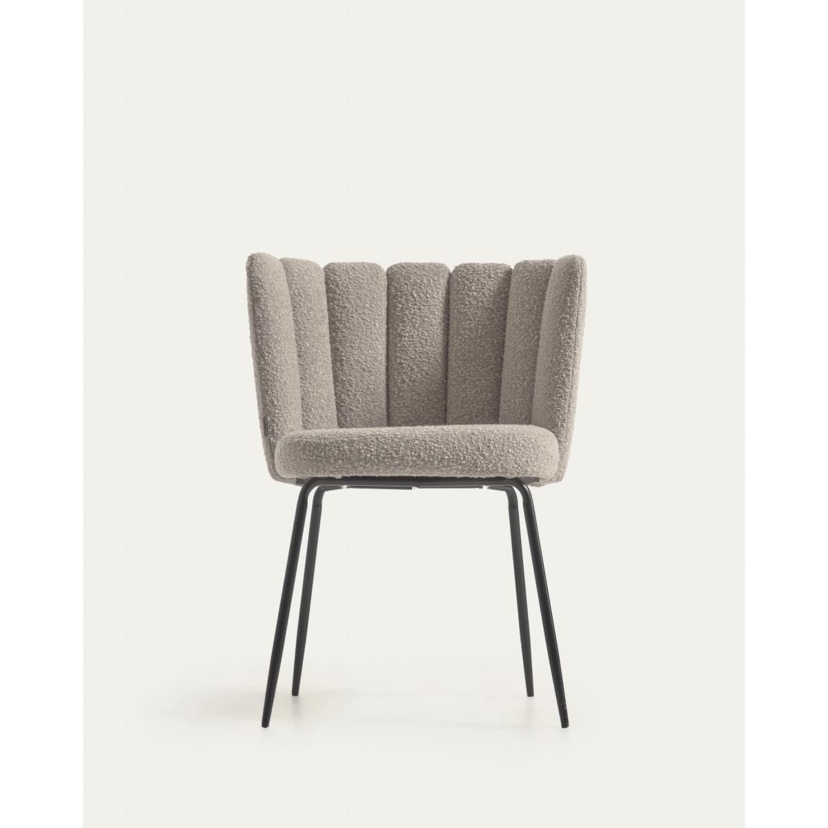 Aniela chair in grey shearling and metal with black finish FR – image 9