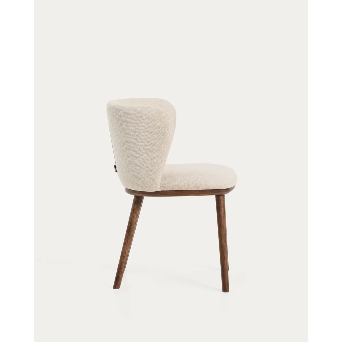 Ciselia flame-retardant beige chenille chair with solid ash wood legs with walnut-coloured finish FSC Mix Credit – image 4