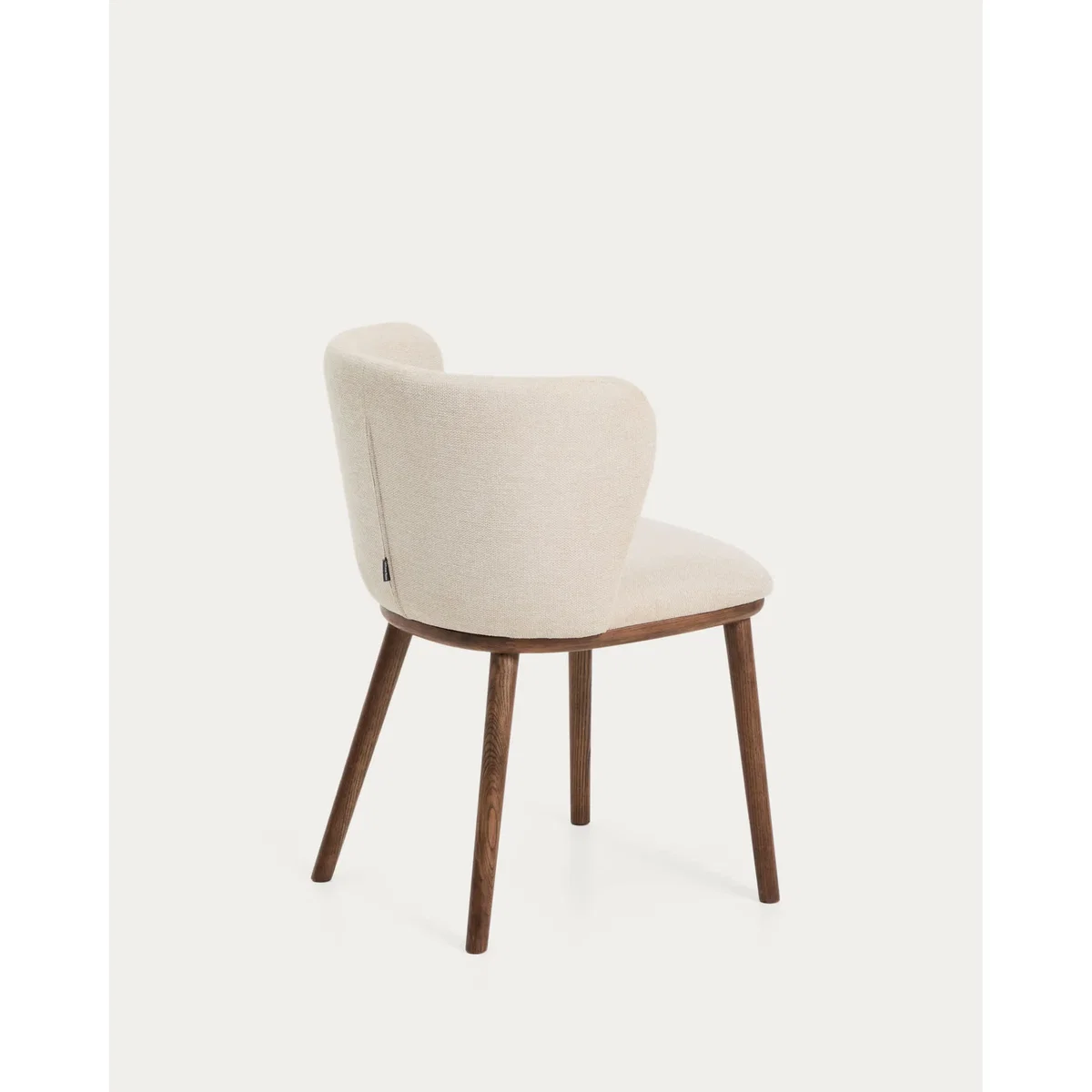 Ciselia flame-retardant beige chenille chair with solid ash wood legs with walnut-coloured finish FSC Mix Credit – image 7