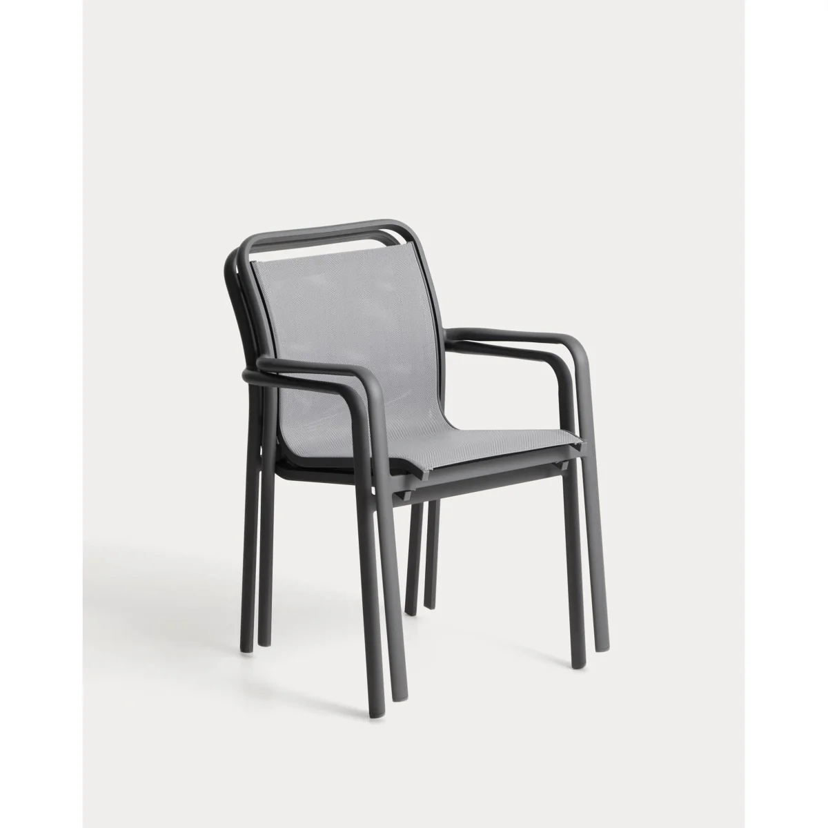 Luri stackable chair in graphite aluminium and grey texteline – image 8