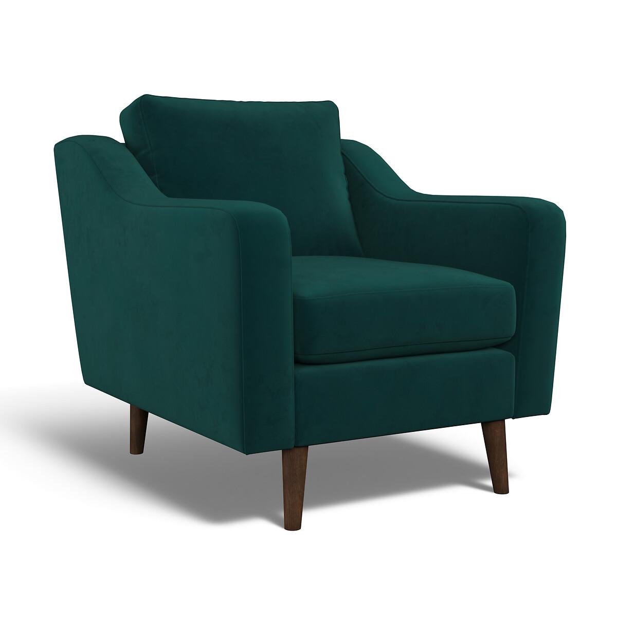 Rosa Curve Velvet Armchair with Dark Wood Legs – image 2
