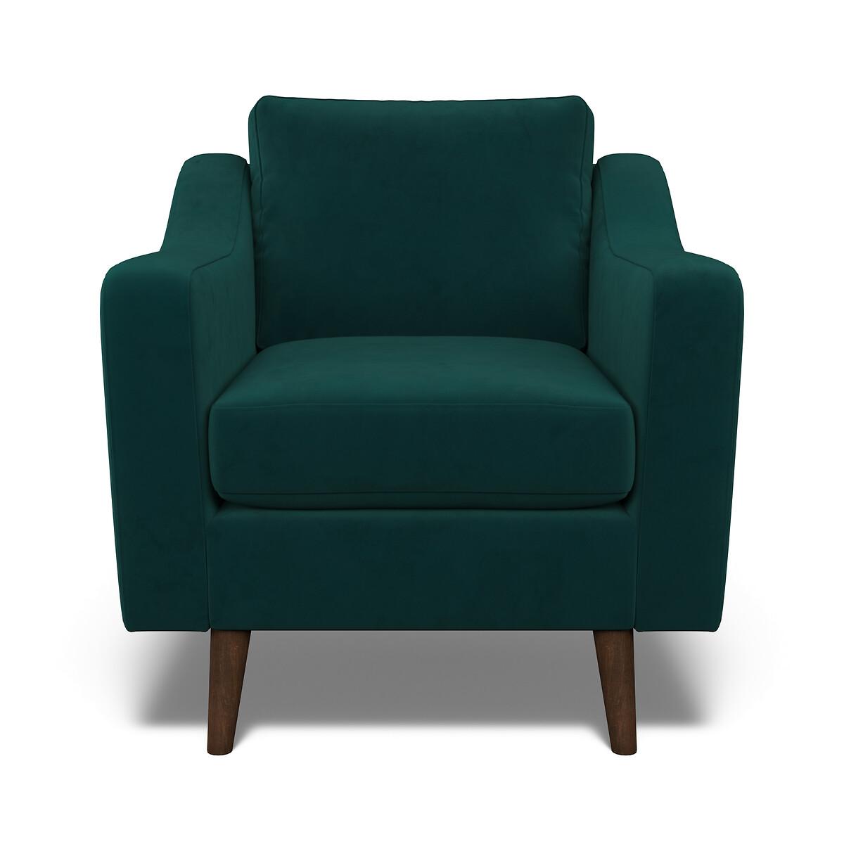 Rosa Curve Velvet Armchair with Dark Wood Legs – image 3