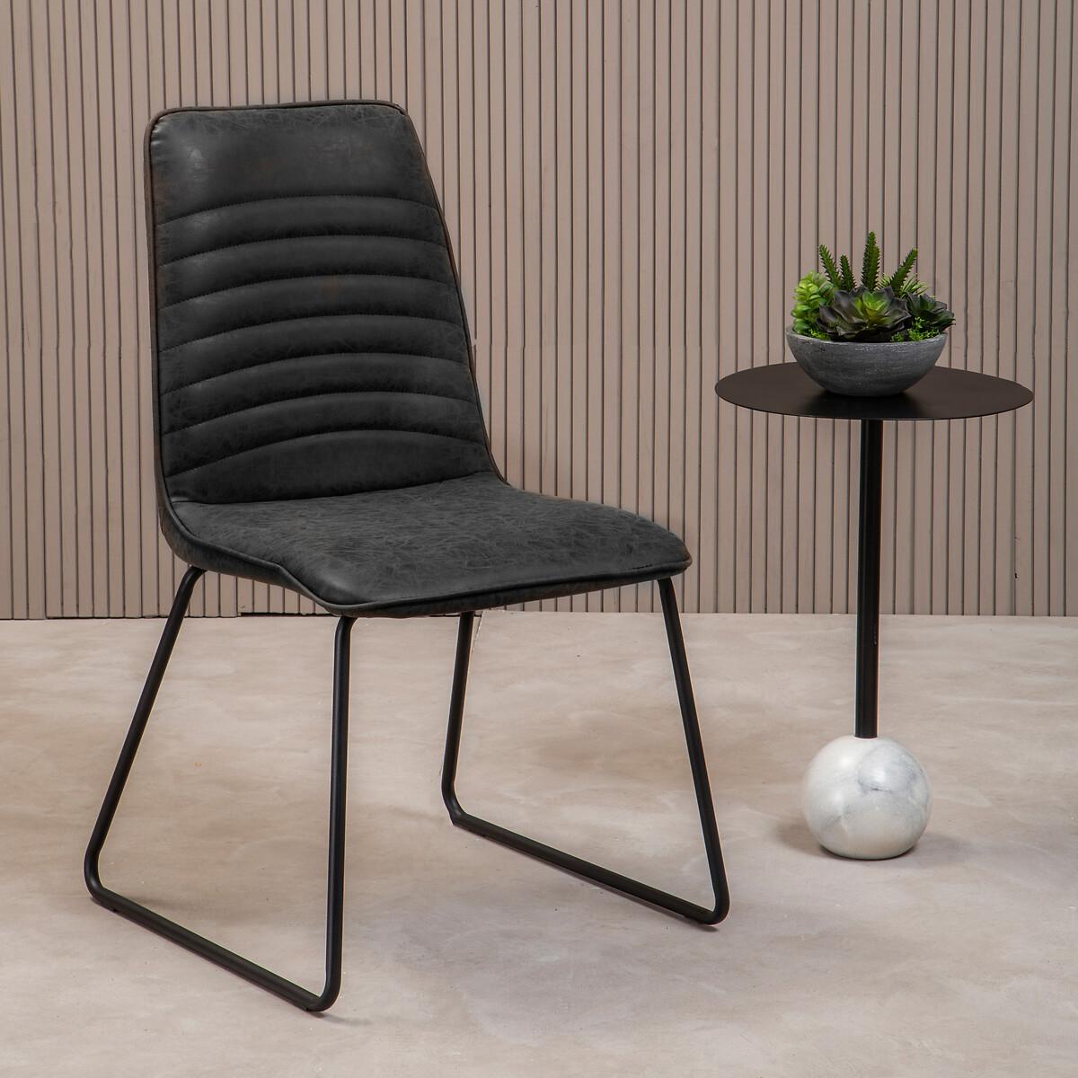Industrial Faux Leather Dining Chair – image 1