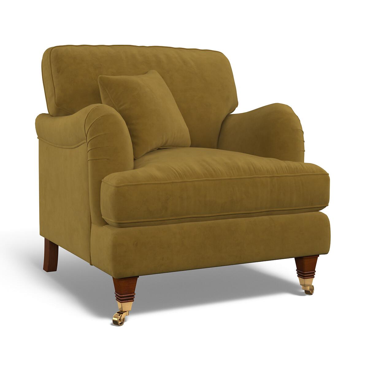 Emeline Velvet Armchair with Antique Castor Legs – image 2