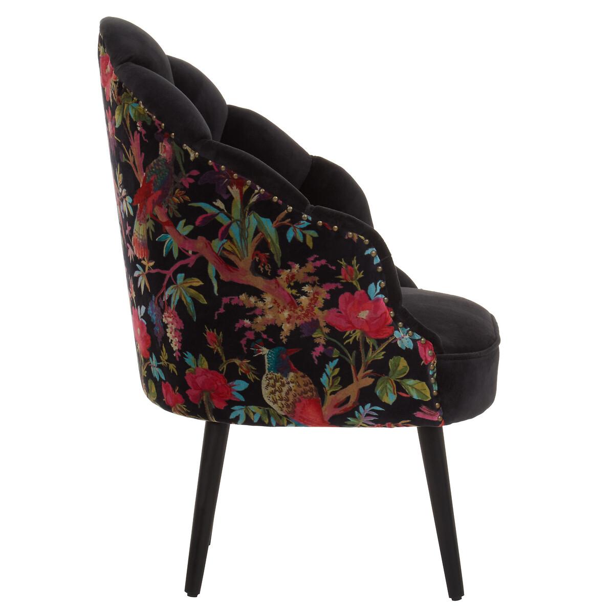 Multicolour Floral Velvet Scallop Accent Chair – image 2