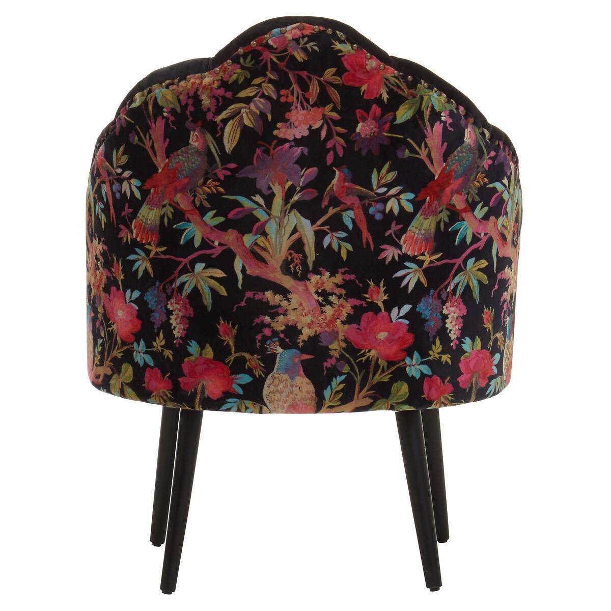 Multicolour Floral Velvet Scallop Accent Chair – image 3