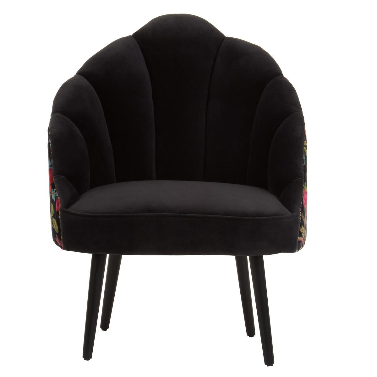 Multicolour Floral Velvet Scallop Accent Chair – image 4