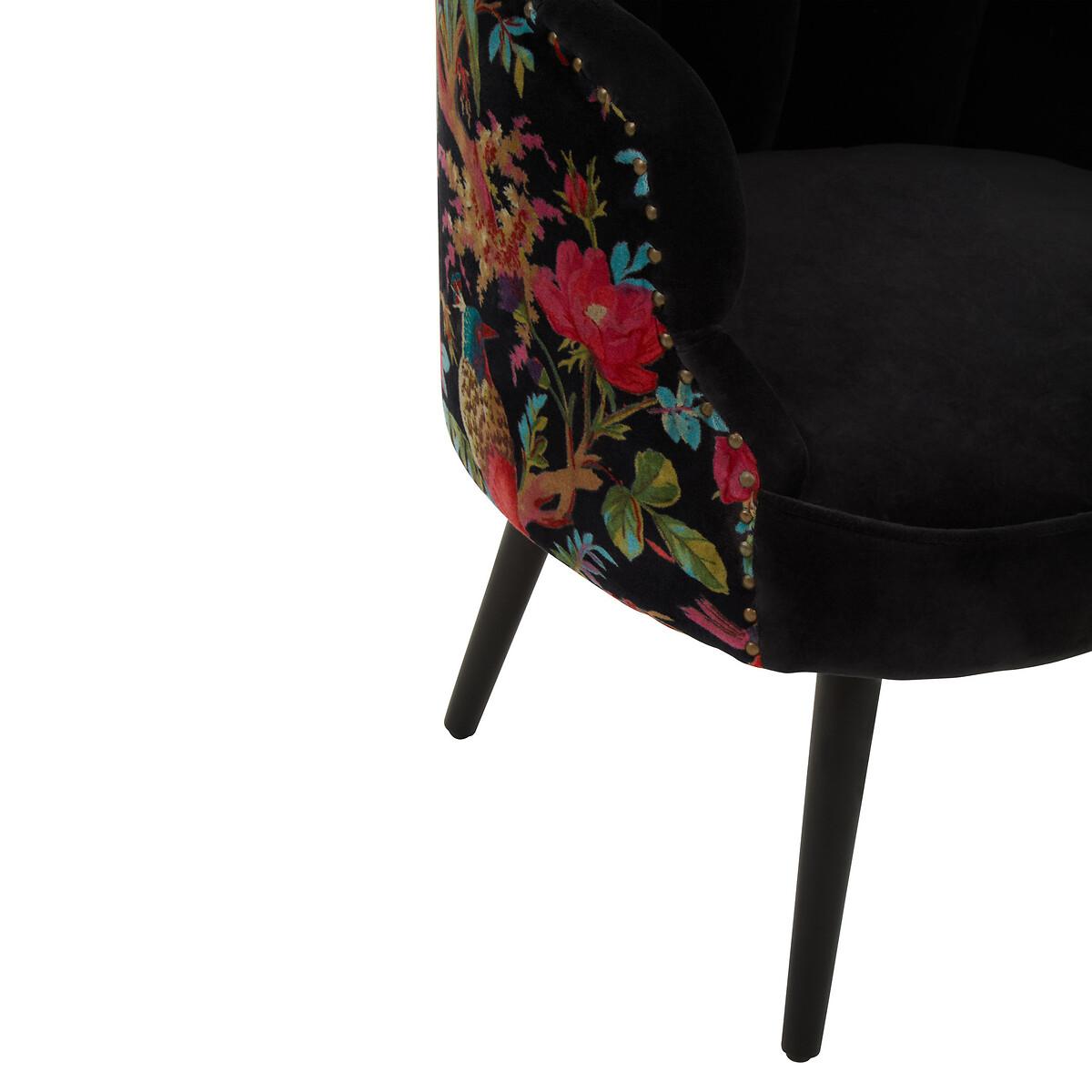 Multicolour Floral Velvet Scallop Accent Chair – image 5