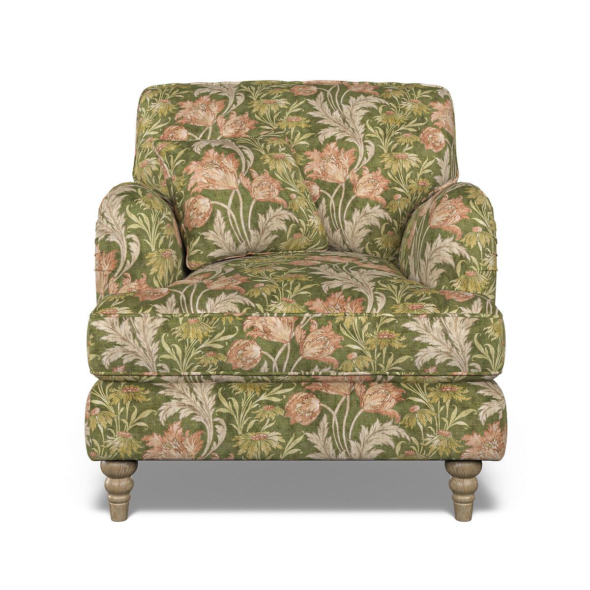 Emeline Floral Chenille Armchair with Oak Feet – image 3