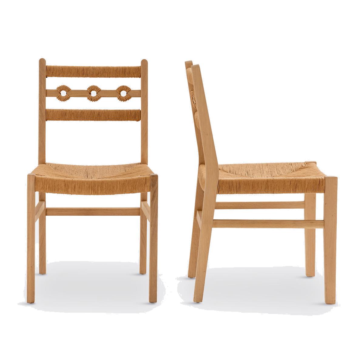 Set of 2 Menorca Oak and Braiding Chairs – image 1