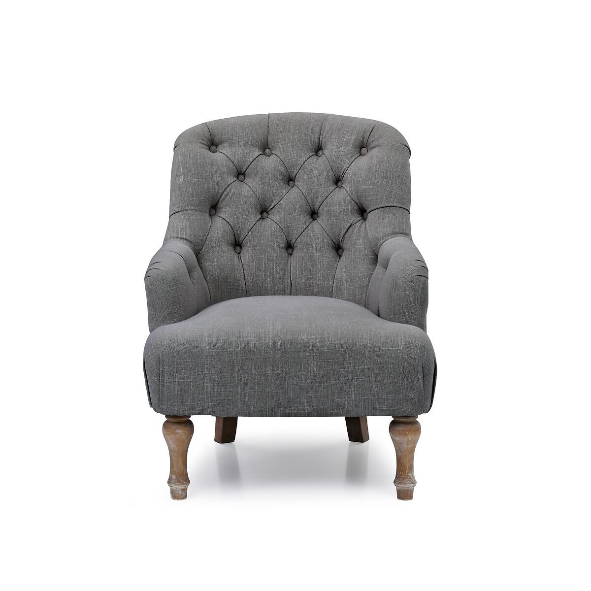 Bonnie Textured Linen Buttoned Accent Chair – image 2