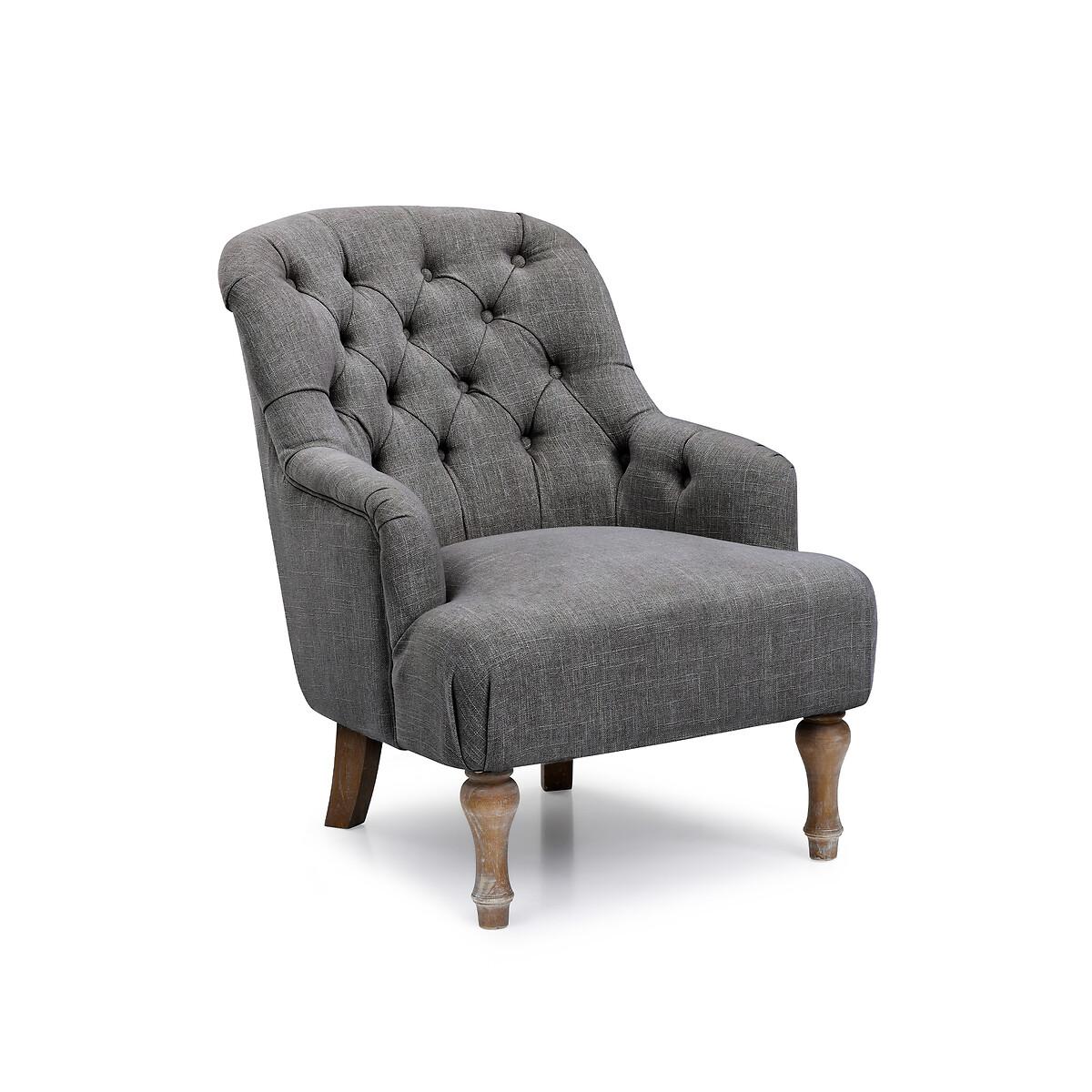 Bonnie Textured Linen Buttoned Accent Chair – image 3