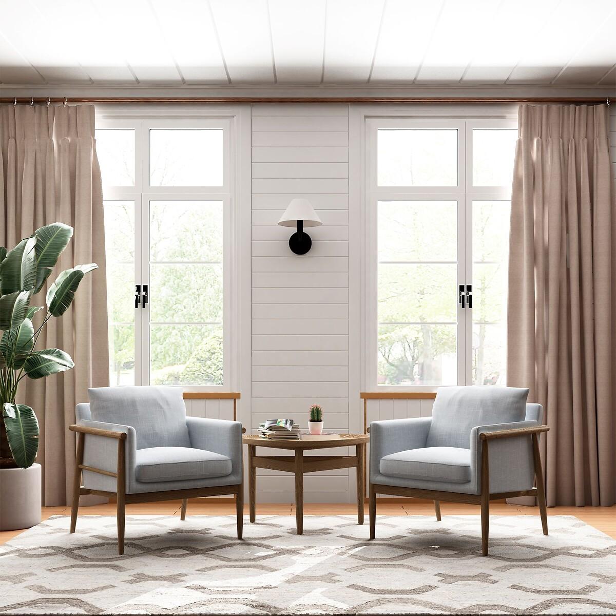 Alaric Mid-Century Linen and Solid Wood Chair – image 2
