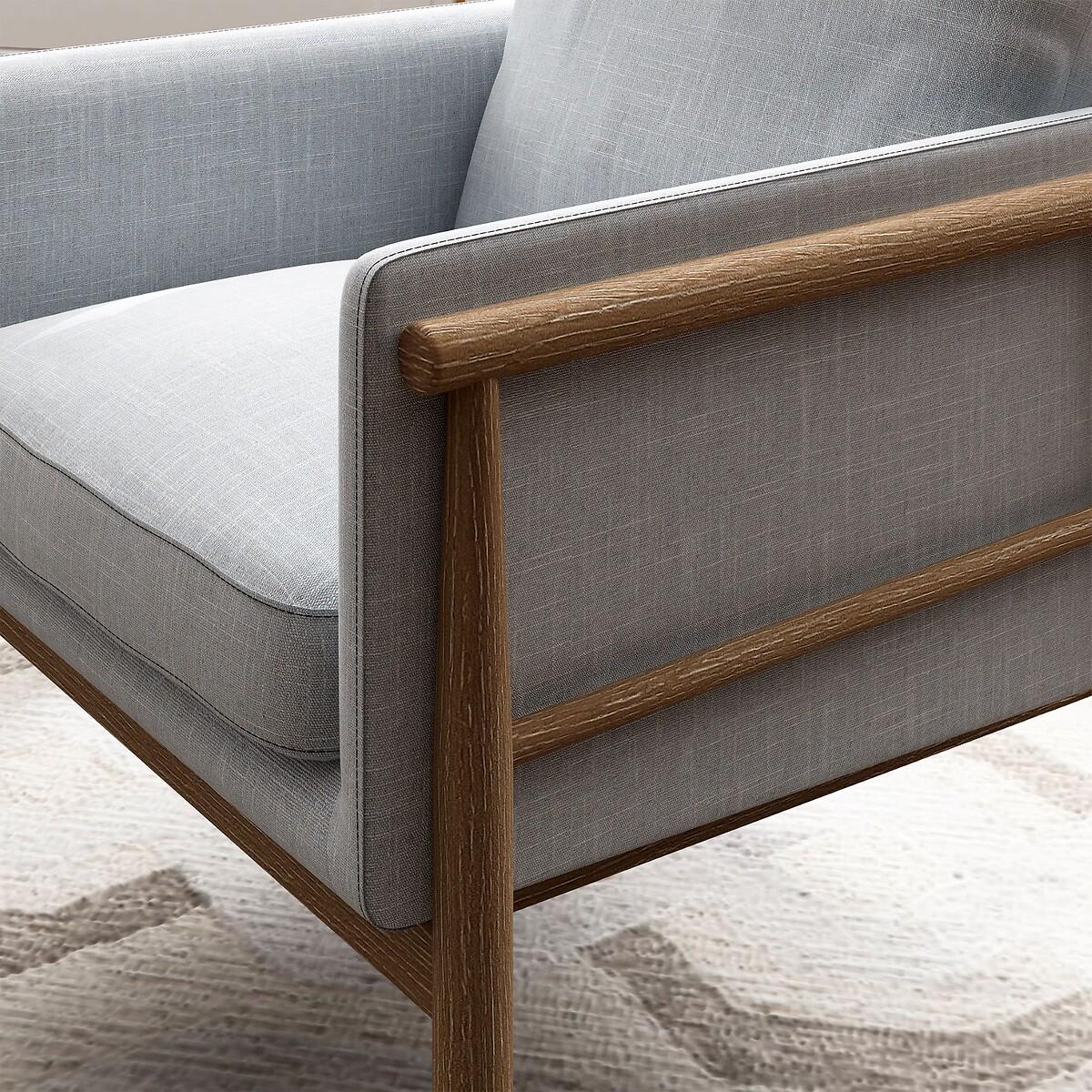 Alaric Mid-Century Linen and Solid Wood Chair – image 3