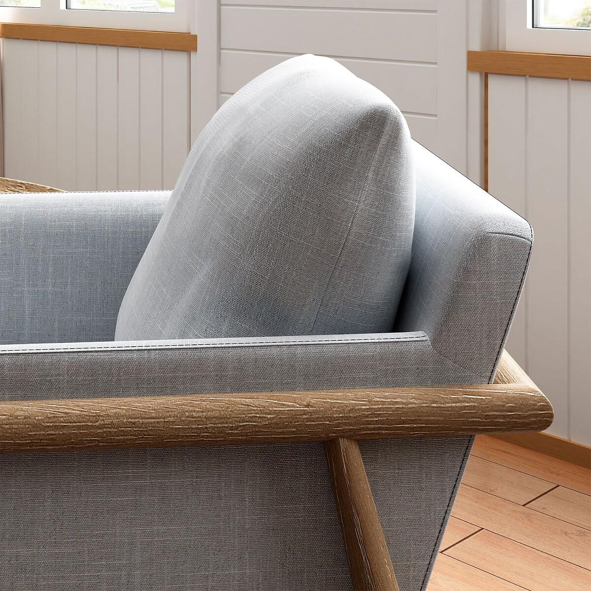 Alaric Mid-Century Linen and Solid Wood Chair – image 4