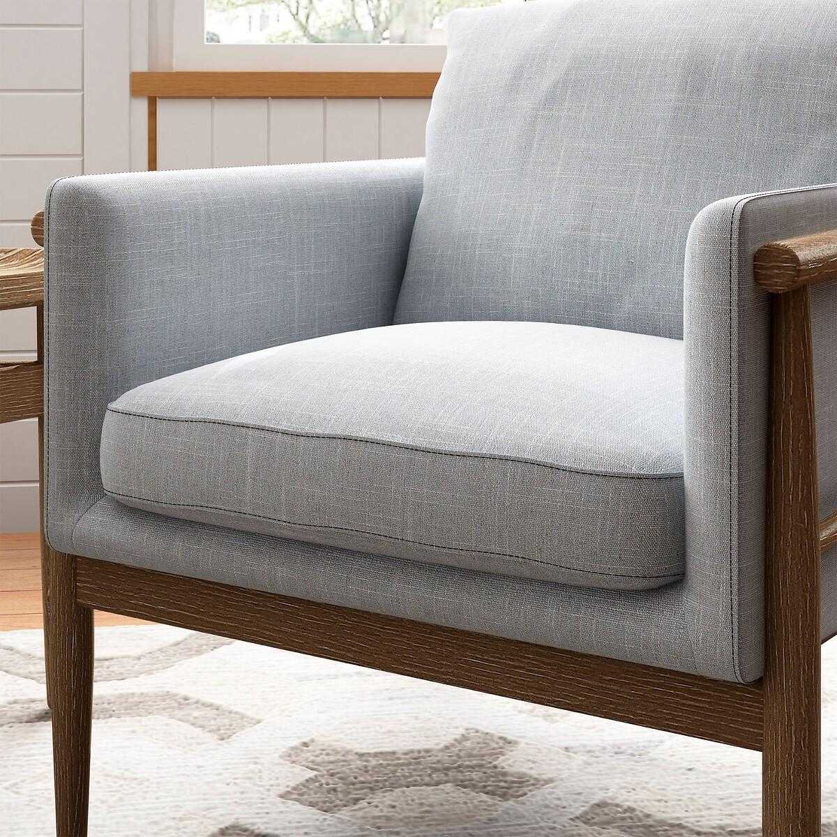 Alaric Mid-Century Linen and Solid Wood Chair – image 5