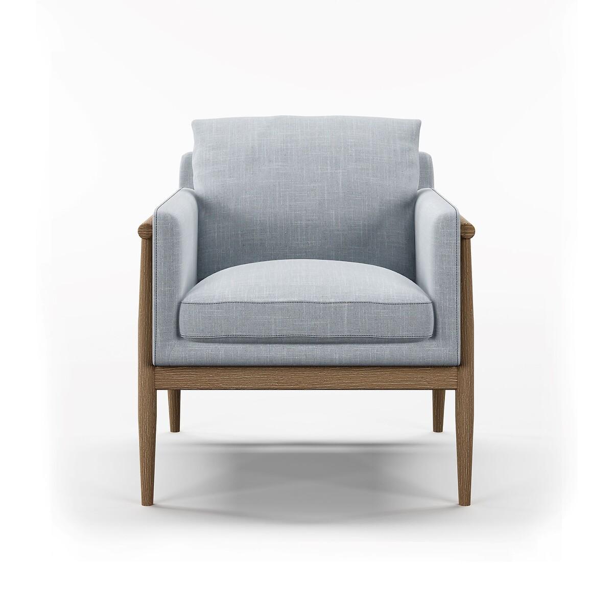 Alaric Mid-Century Linen and Solid Wood Chair – image 6