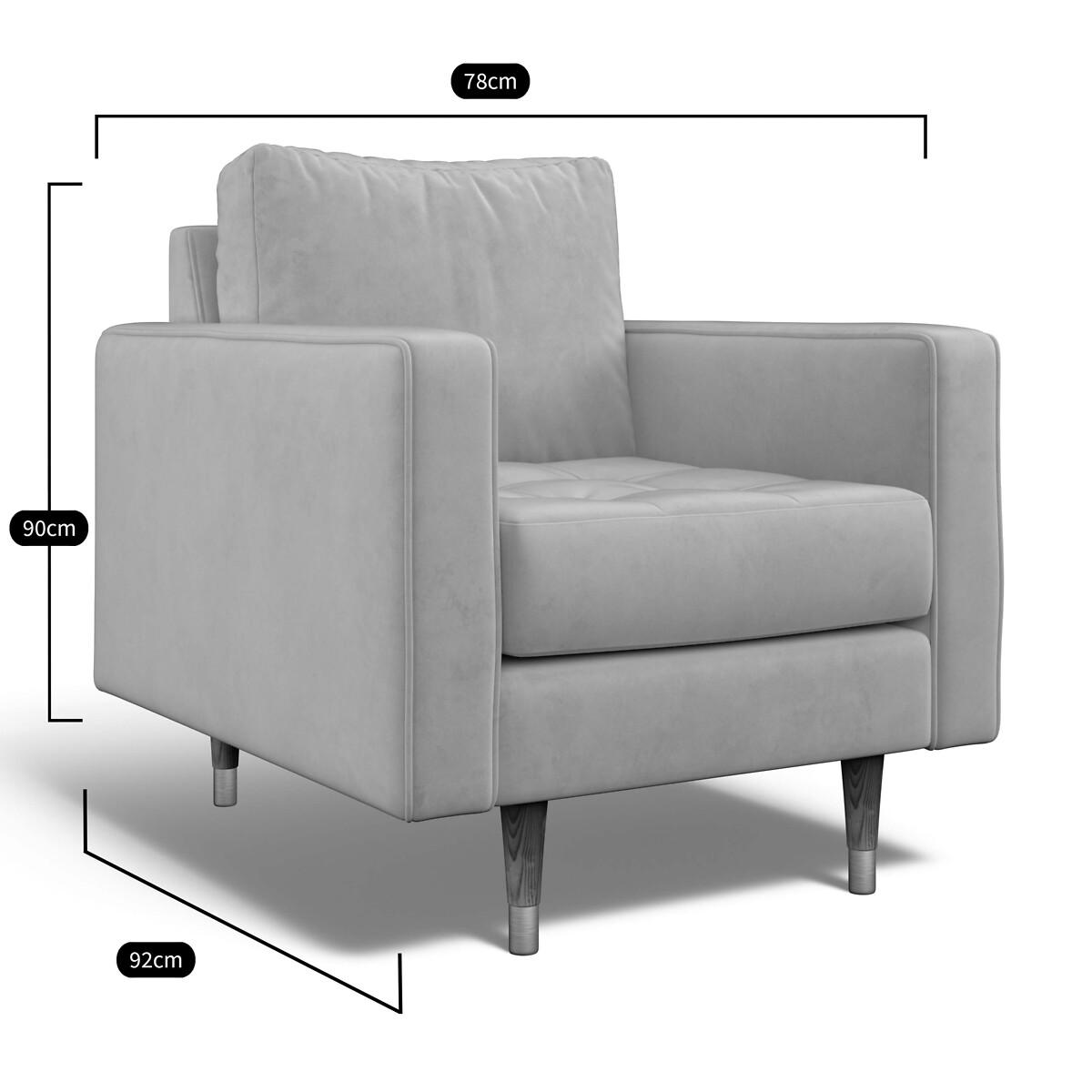 Coco Mid-Century Velvet Armchair with Natural Wood Legs – image 6