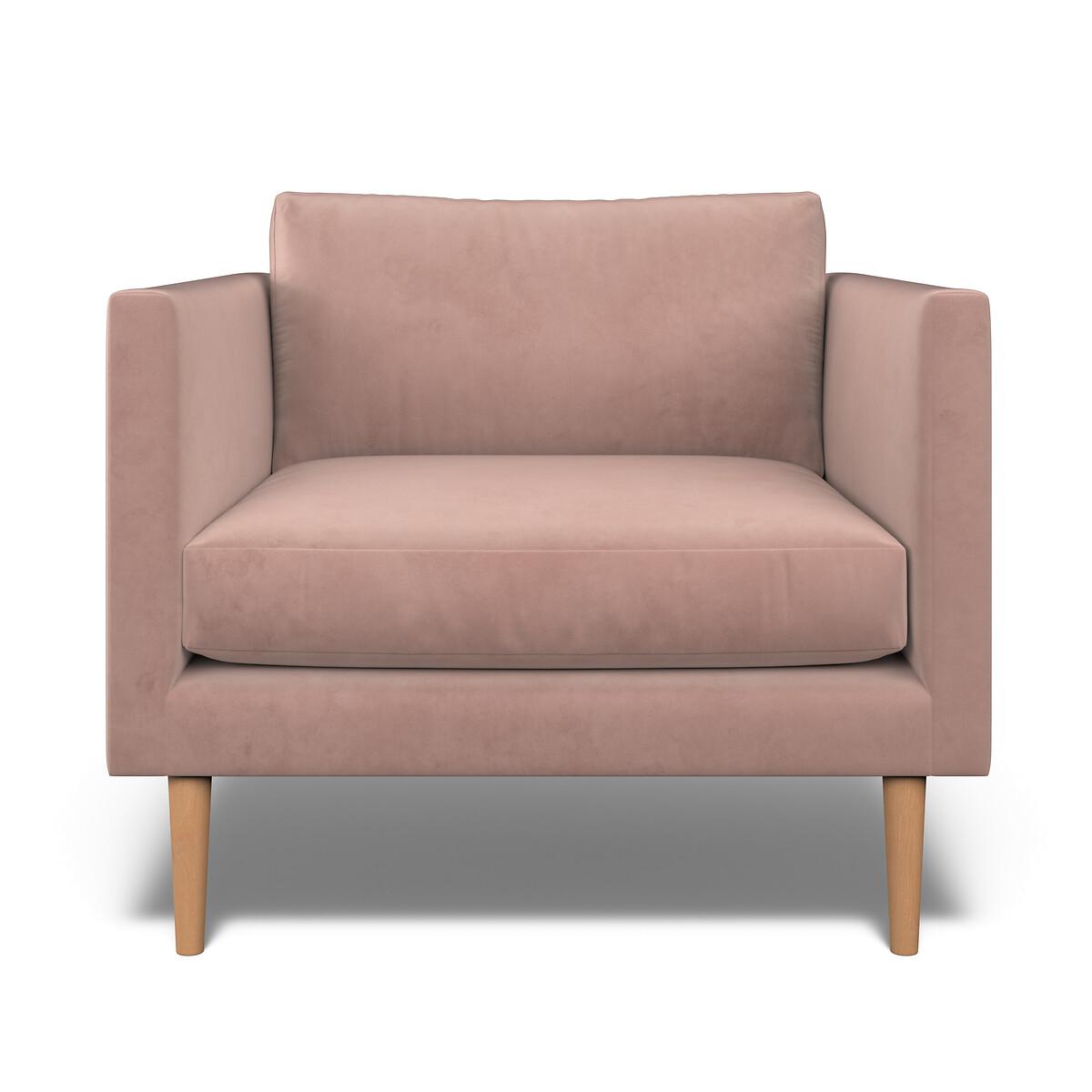 Gabriela Modern Velvet Armchair with Light Wood Legs & Feather Fillings – image 3