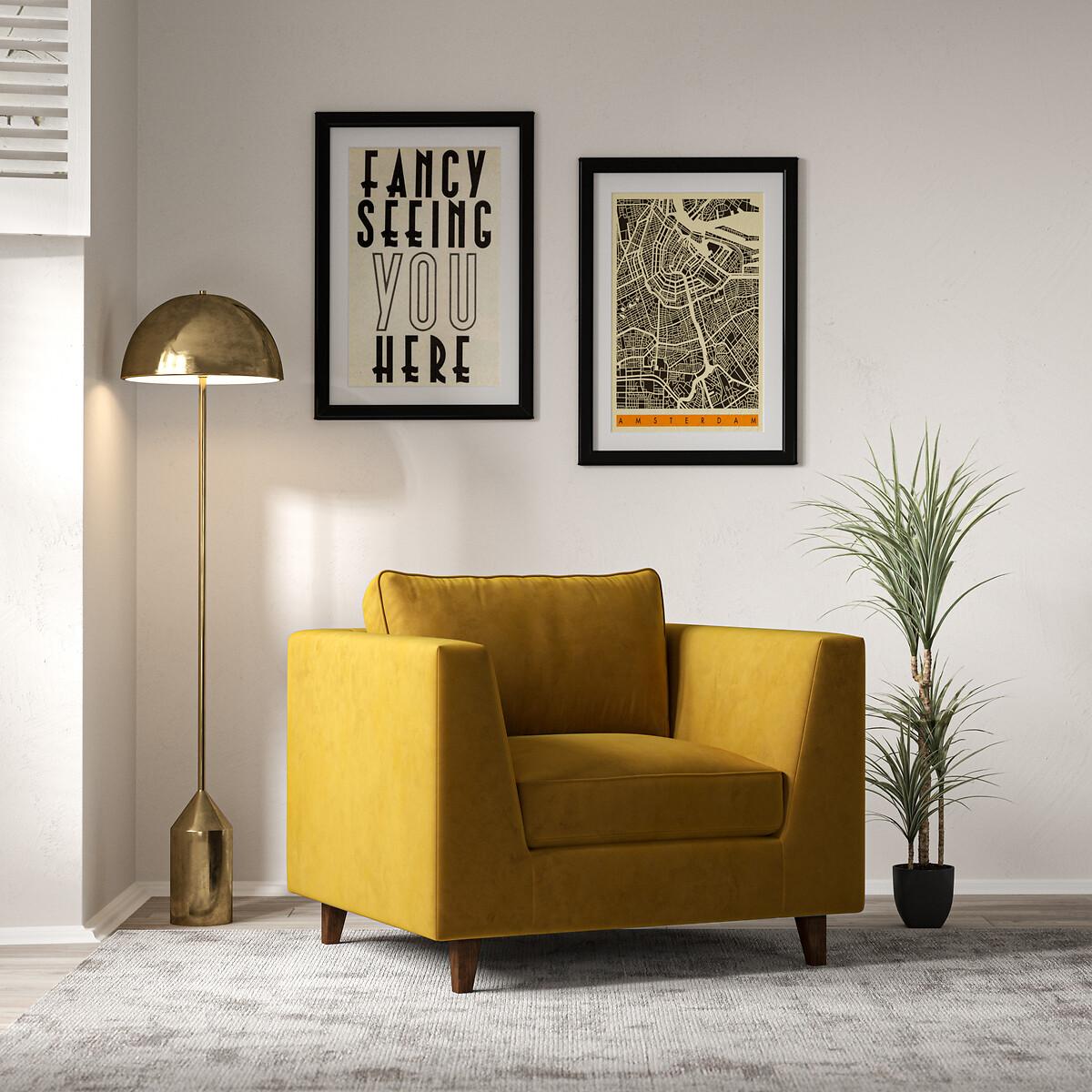 Claudia Angular Velvet Armchair with Dark Wood Legs & Feather Fillings – image 2