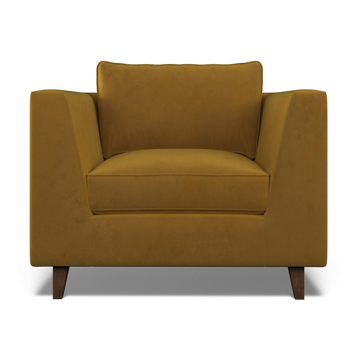 Claudia Angular Velvet Armchair with Dark Wood Legs & Feather Fillings – image 3