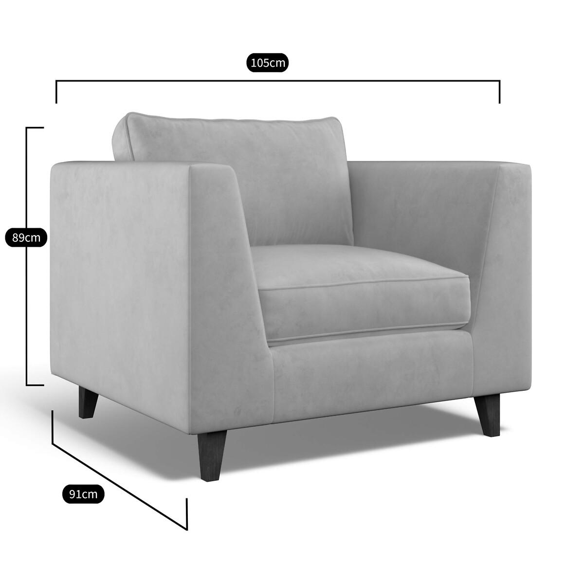 Claudia Angular Velvet Armchair with Dark Wood Legs & Feather Fillings – image 6