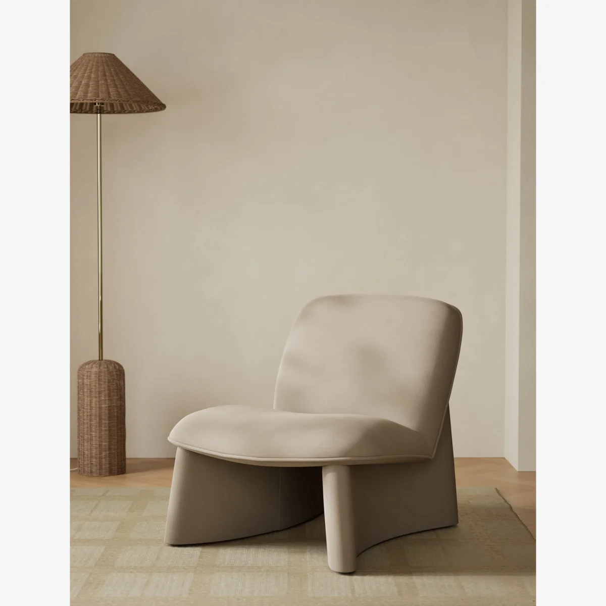 Gallery Direct Slipper Velvet Accent Chair Natural – image 1