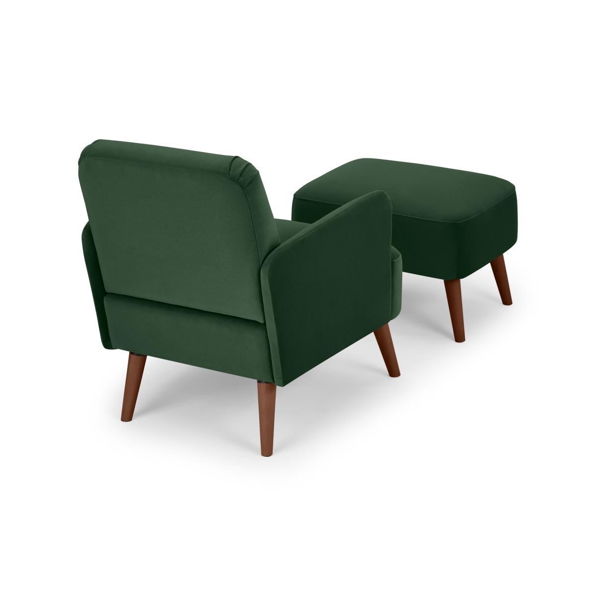 Elvi Accent Armchair & Footstool, Moss Green Velvet – image 6