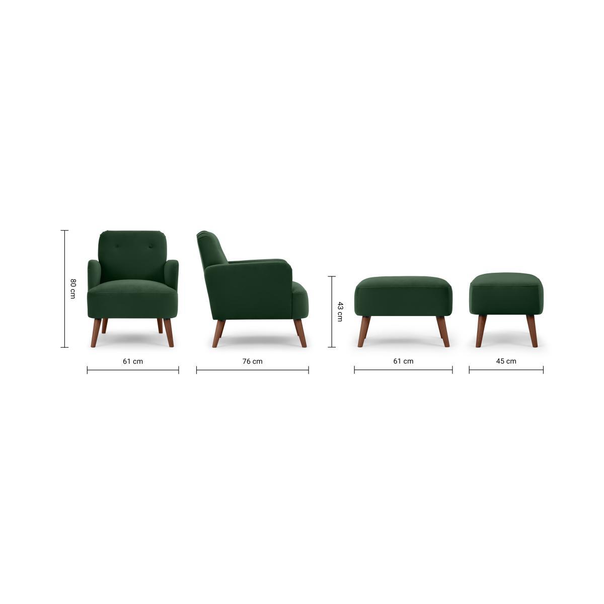 Elvi Accent Armchair & Footstool, Moss Green Velvet – image 9