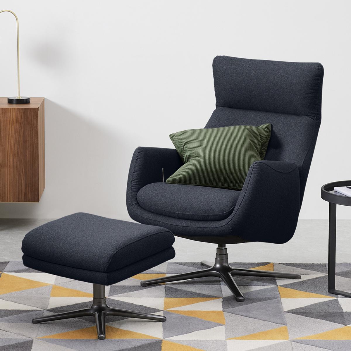 Paxton Reclining Accent Armchair and Footstool, Elite Navy – image 2